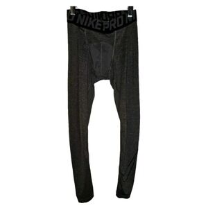 Nike Pro Boy's Size M Athletic Compression Tights Gray‎ W/Black Large Swoosh